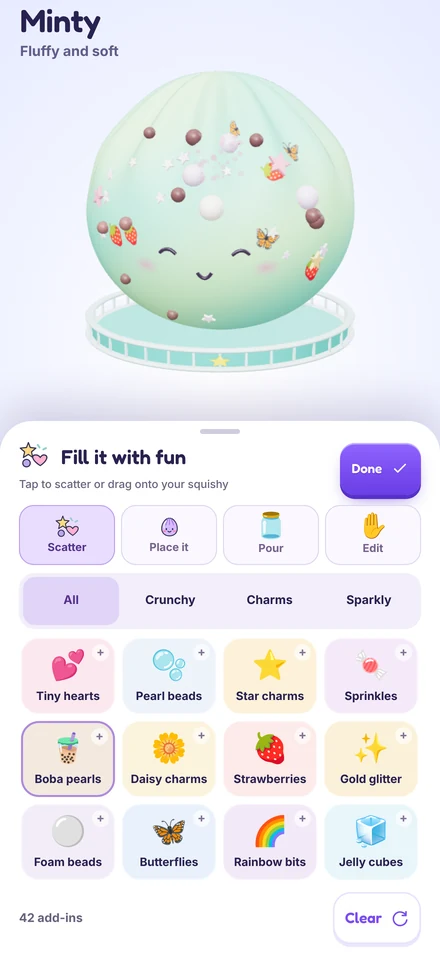The add-ins tray with tiny hearts, pearl beads, strawberries and more